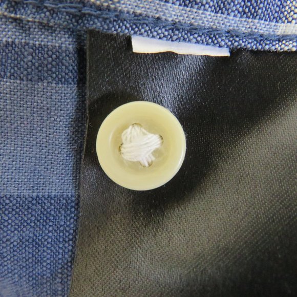 H&M* Men's Short Sleeve Snap Pearl Curved Hem Double‎ Chest Pocket Shirt~ Large - Picture 6 of 13